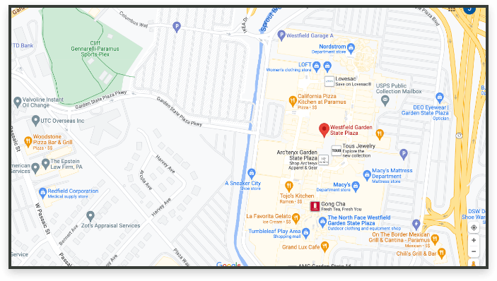 Westfield Garden State Plaza street map